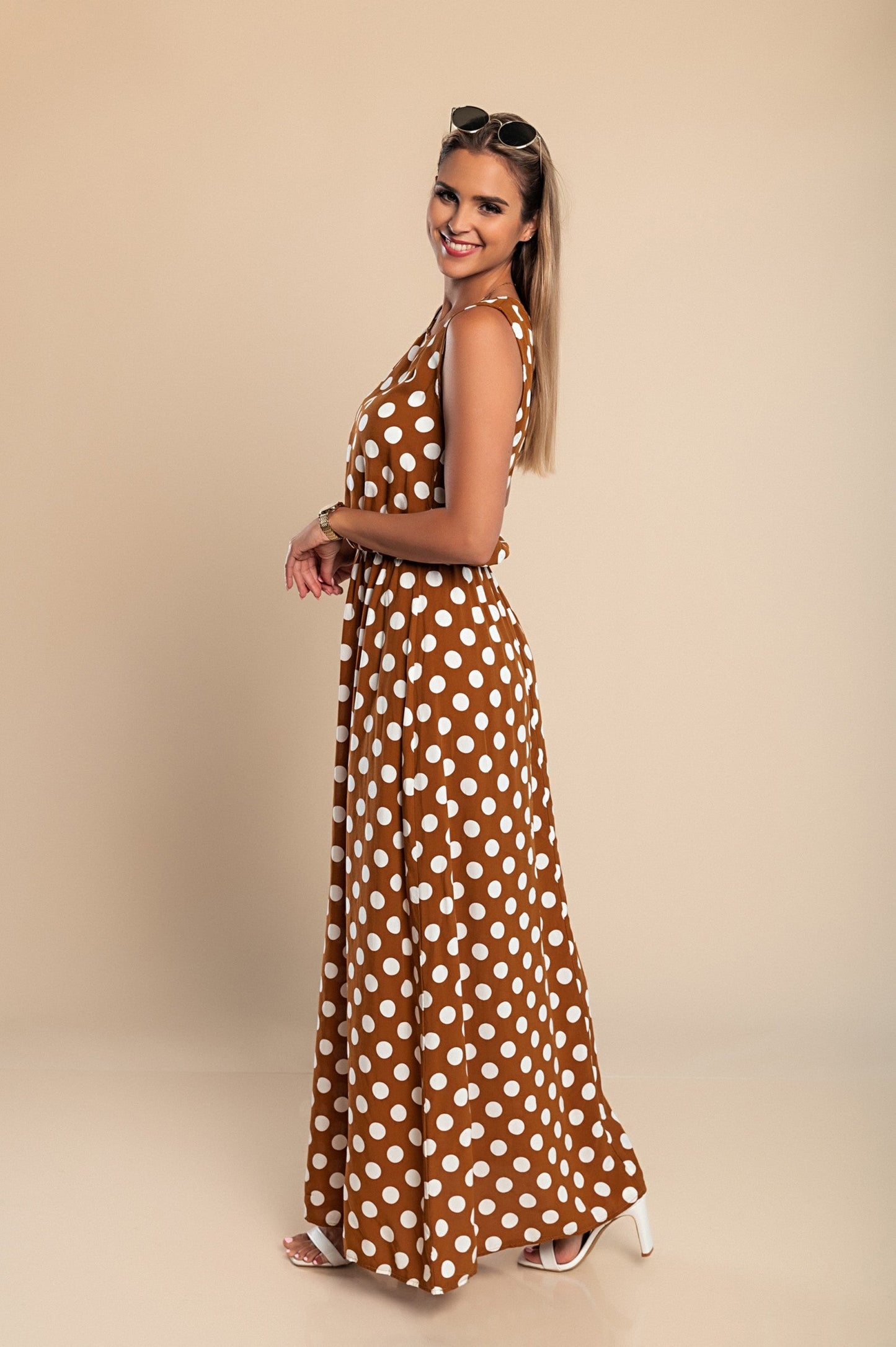Lina - Vestido largo con lunares