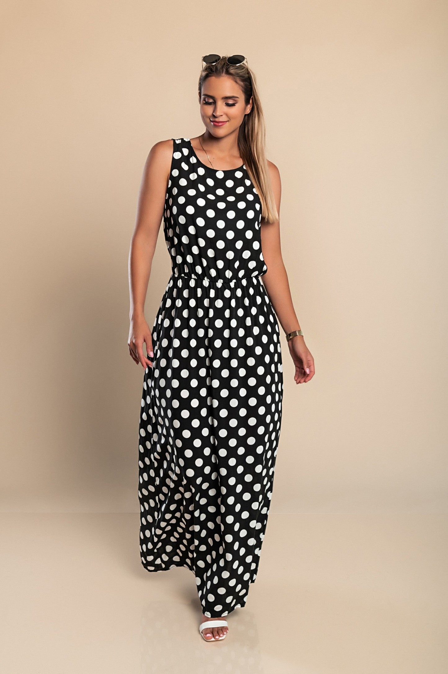 Lina - Vestido largo con lunares