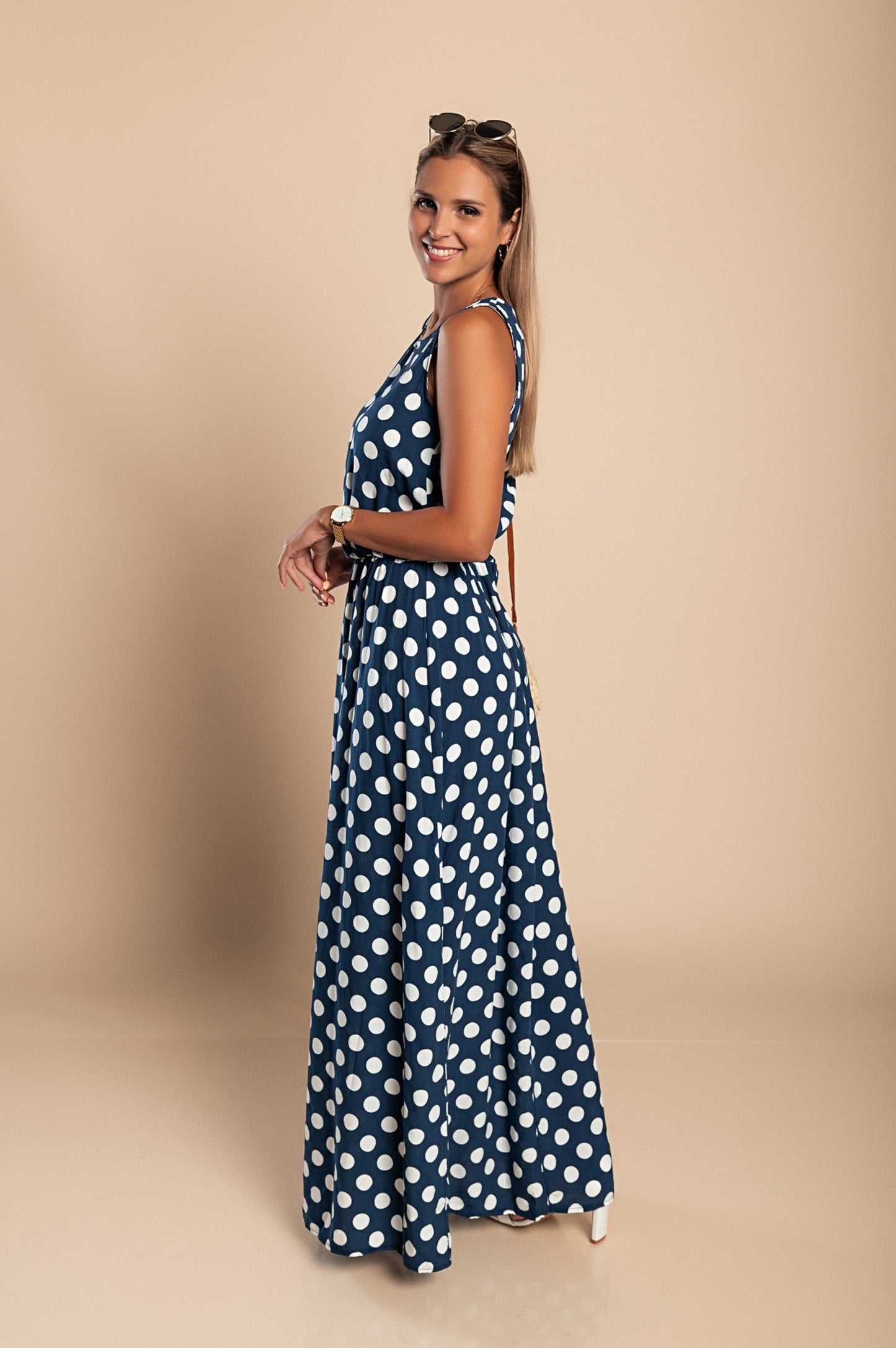 Lina - Vestido largo con lunares