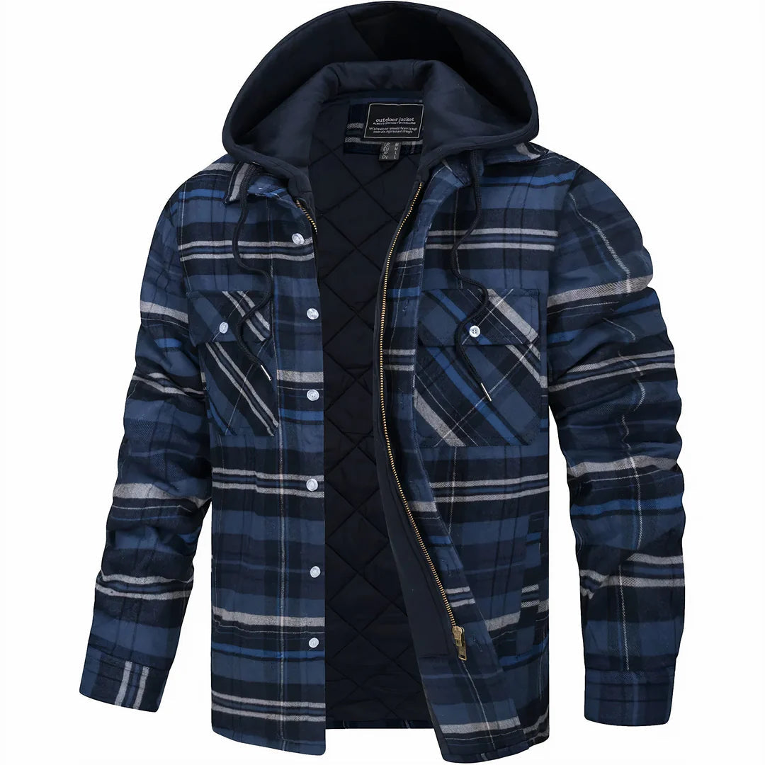 Chaqueta a cuadros con capucha